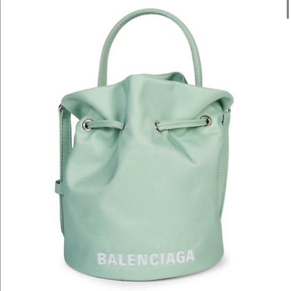 Balenciaga wheel drawstring bucket bag- Light Green - Picture 2 of 12